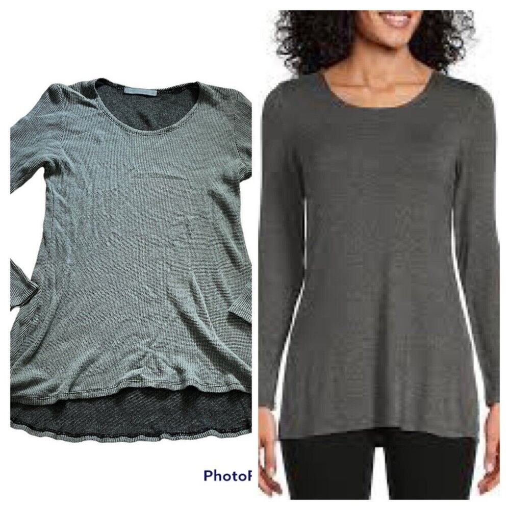 Cut Loose Cotton Shirt •XS• Black Grey Lagenlook Popover Swing Blouse Top Shirt